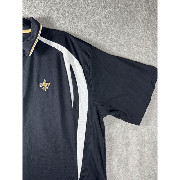 NFL Team Apparel New Orleans Saints Polo Shirt 2XL Black & White Polyester Mens - Picture 1 of 5
